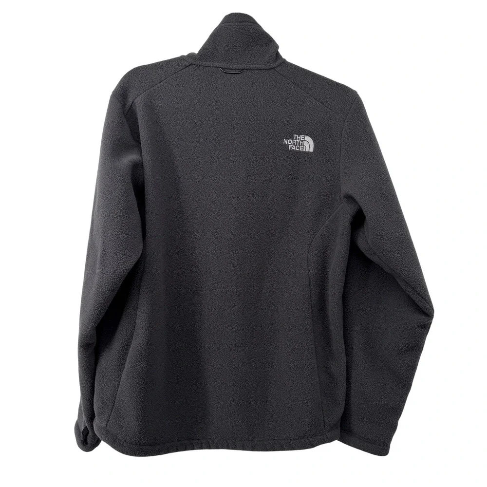 The North Face TKA 100 Mens Small Charcoal Grey Full Zip Fleece Jacket Mock Neck